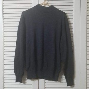 Tom James Black Wool Mock Turtleneck L